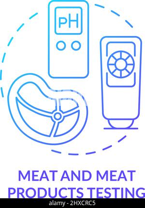 Meat and meat products testing blue gradient concept icon Stock Vector
