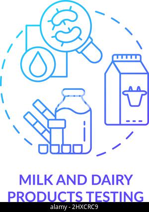 Milk and dairy products testing blue gradient concept icon Stock Vector