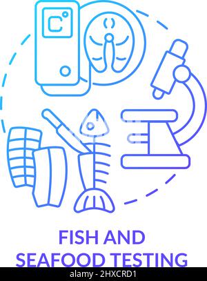 Fish and seafood testing blue gradient concept icon Stock Vector