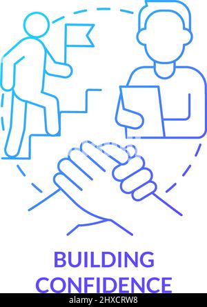 Building confidence blue gradient concept icon Stock Vector