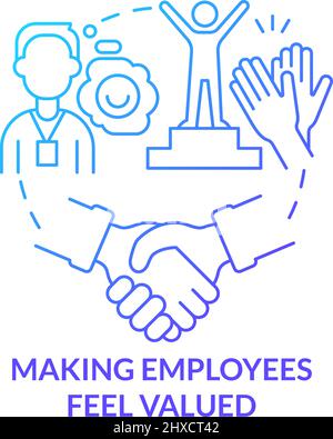 Making employees feel valued blue gradient concept icon Stock Vector