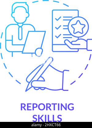 Reporting skills blue gradient concept icon Stock Vector