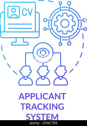Applicant tracking system blue gradient concept icon Stock Vector