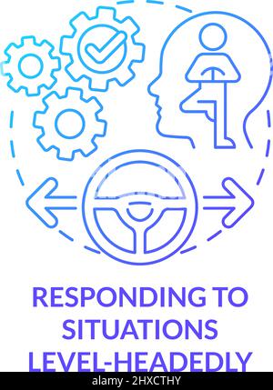 Responding to situations level-headedly blue gradient concept icon Stock Vector