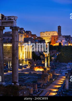 View over the Parco archeologico del Colosseo to the Colosseum, Rome Stock Photo