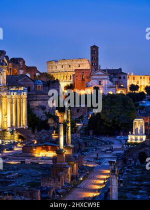 View over the Parco archeologico del Colosseo to the Colosseum, Rome Stock Photo