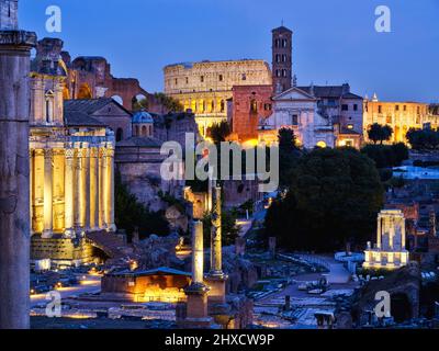 View over the Parco archeologico del Colosseo to the Colosseum, Rome Stock Photo