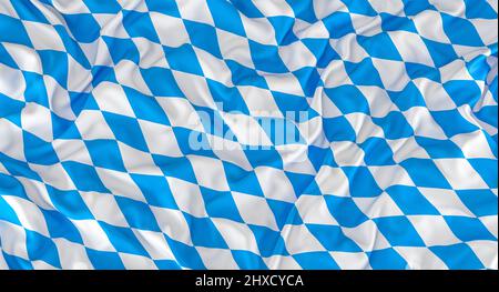 Bavarian flag white and blue. 3d render Stock Photo