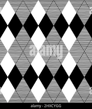 Traditional Black and White Rhombus Seamless Pattern Design Stock Vector
