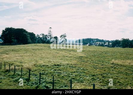 Remains of Ardoch Roman fort earthworks outside the village of Braco in Perthshire, Scotland, about 7 miles south of Crieff. Archival scan from a slide. September 1972. Stock Photo