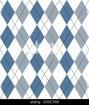 Traditional Blue Gray Rhombus Seamless Pattern Design Stock Vector
