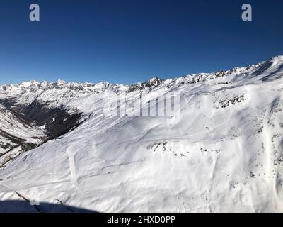 View of Hochgurgl-Obergurgl ski resort, Gurgler Valley, Ötztal, winter landscape, nature, mountains, Hochgurgl, Tyrol, Austria Stock Photo
