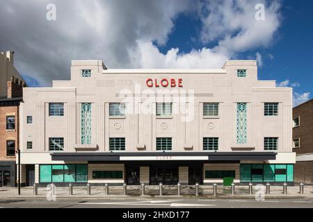 Front elevation of the building. Stockton Globe, Stockton-on-Tees, United Kingdom. Architect: Space Group Architects, 2020. Stock Photo