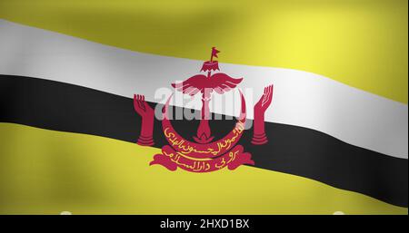 Image of moving flag of brunei waving Stock Photo