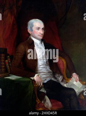 Portrait of the first Chief Justice of the United States, John Jay (1745-1829) by Gilbert Stuart and John Trumbull, oil on canvas, begun 1784 finished 1818 Stock Photo