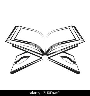 Open book, Quran on wooden board stand, open koran, vector Stock Vector