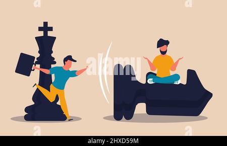 Business strategy chess and strategic game opportunity. Unpredictable finance and solution vector illustration concept. Innovation planning and checkm Stock Vector