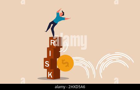 High risk investment and downside money effect. Debt finance and fluctuation market price fraud vector illustration concept. Safety and return uncerta Stock Vector