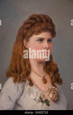 England, Dorset, Dorchester, Dorset Museum, Portrait of Thomas Hardy's First Wife by Unknown Artist dated 1869 Stock Photo