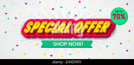 70% Special Offer, shop now, offer, Editable Vector Illustration on white background Stock Vector