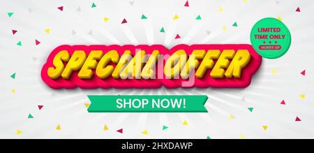 Special offer, shop now, limited time only, vector editable illustration, offer banner, sale, mega sale Stock Vector