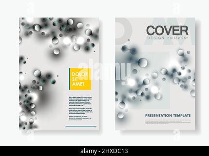 Abstract layout A4 format cover design templates for brochure, report, presentation with connecting lines and dots Stock Vector