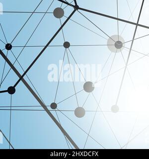 Creative geometric background with abstract triangle design. Connected dots and lines Stock Vector