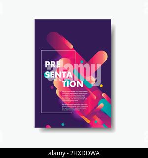 Abstract liquid fluid color shape on creative modern cover template. Bright gradient futuristic design Stock Vector