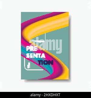 3d abstract vector vibrant gradient wave on brochure template Stock Vector