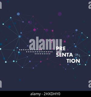 Polygonal pattern connected lines and dots on blue background. Designed for use new technology projects Stock Vector