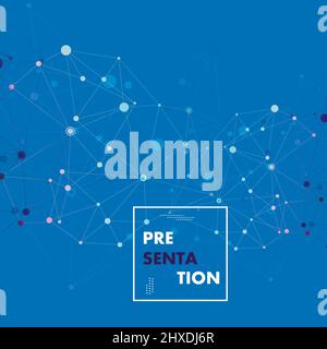 Polygonal pattern connected lines and dots on blue background. Designed for use new technology projects Stock Vector