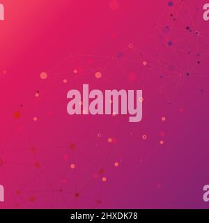 Polygonal abstract pattern connected lines and dots on dark background Stock Vector