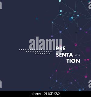 Polygonal abstract pattern connected lines and dots on dark background Stock Vector