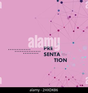 Polygonal abstract pattern connected lines and dots on dark background Stock Vector