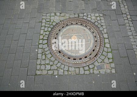 Monument to the Ur-Leica camera at the Eisenmarkt in Wetzlar, Hesse, Germany Stock Photo