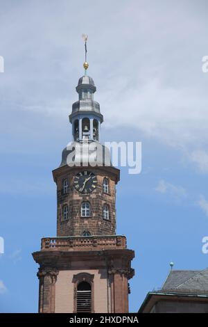 Tower of the Baroque Trinity Church in Worms, Rhineland-Palatinate, Germany Stock Photo