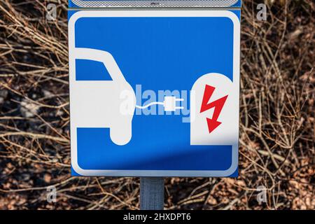 Electric car charger available sign Stock Photo