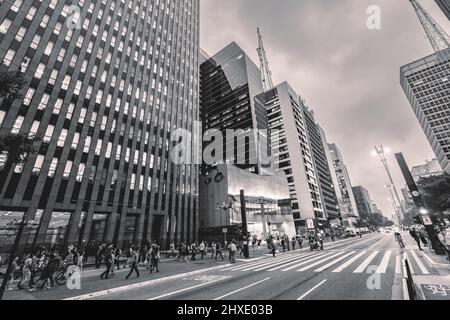 Paulista Avenue, The famous street in Sao Paulo, Brazil march 8  2022. Stock Photo