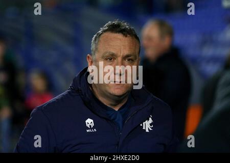 Birkenhead, UK. 11th Mar, 2022. Tranmere Rovers Manager Micky Mellon looks on. EFL Skybet Football league two match, Tranmere Rovers v Mansfield Town at Prenton Park, Birkenhead, Wirral on Friday 11th March 2022. this image may only be used for Editorial purposes. Editorial use only, license required for commercial use. No use in betting, games or a single club/league/player publications.pic by Chris Stading/Andrew Orchard sports photography/Alamy Live News Credit: Andrew Orchard sports photography/Alamy Live News Stock Photo