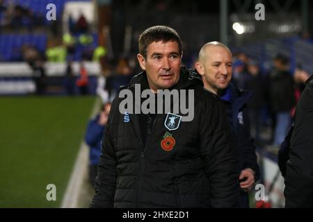 Birkenhead, UK. 11th Mar, 2022. Mansfield Town Manager Nigel Clough looks on. EFL Skybet Football league two match, Tranmere Rovers v Mansfield Town at Prenton Park, Birkenhead, Wirral on Friday 11th March 2022. this image may only be used for Editorial purposes. Editorial use only, license required for commercial use. No use in betting, games or a single club/league/player publications.pic by Chris Stading/Andrew Orchard sports photography/Alamy Live News Credit: Andrew Orchard sports photography/Alamy Live News Stock Photo