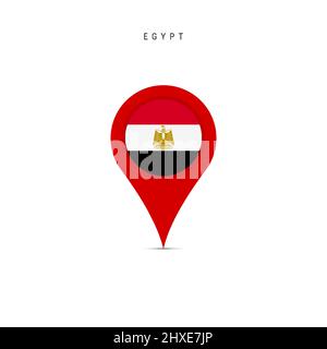 Teardrop map marker with flag of Egypt. Egyptian flag inserted in the location map pin. Flat vector illustration isolated on white background. Stock Vector