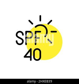 Sunscreen SPF 40 lotion icon. Pixel perfect, editable stroke Stock Vector