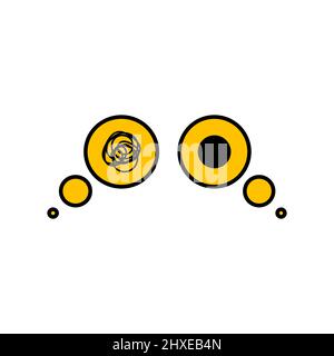 Tangled and unraveled tangle in bubbles of comments. Advice, help icon. Development, evolution and progress metaphor Stock Vector