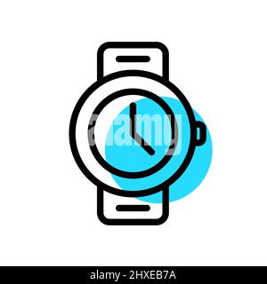 Watch with clock hands. Pixel perfect, editable stroke color icon Stock Vector