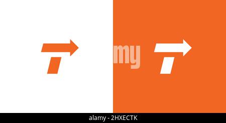 Unique and attractive letter T initial direction logo design Stock Vector