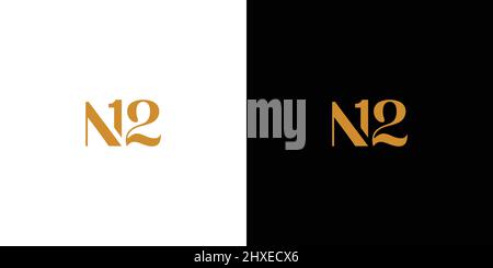 Simple and unique N12 logo design Stock Vector