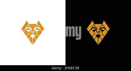 Unique and strong letter V initial lion logo design 1 Stock Vector