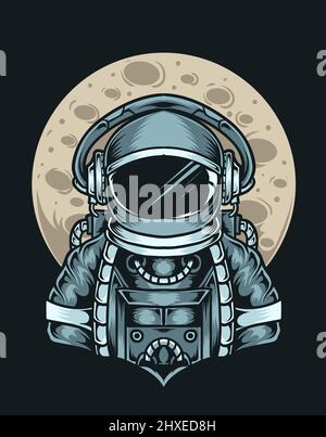 illustration astronaut with the moon Stock Vector