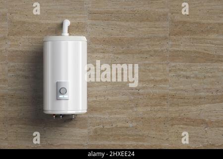 3d rendering boiler or water heater hanging on wall with space Stock Photo