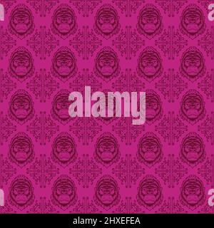 Vintage seamless floral pattern gorilla head Stock Vector